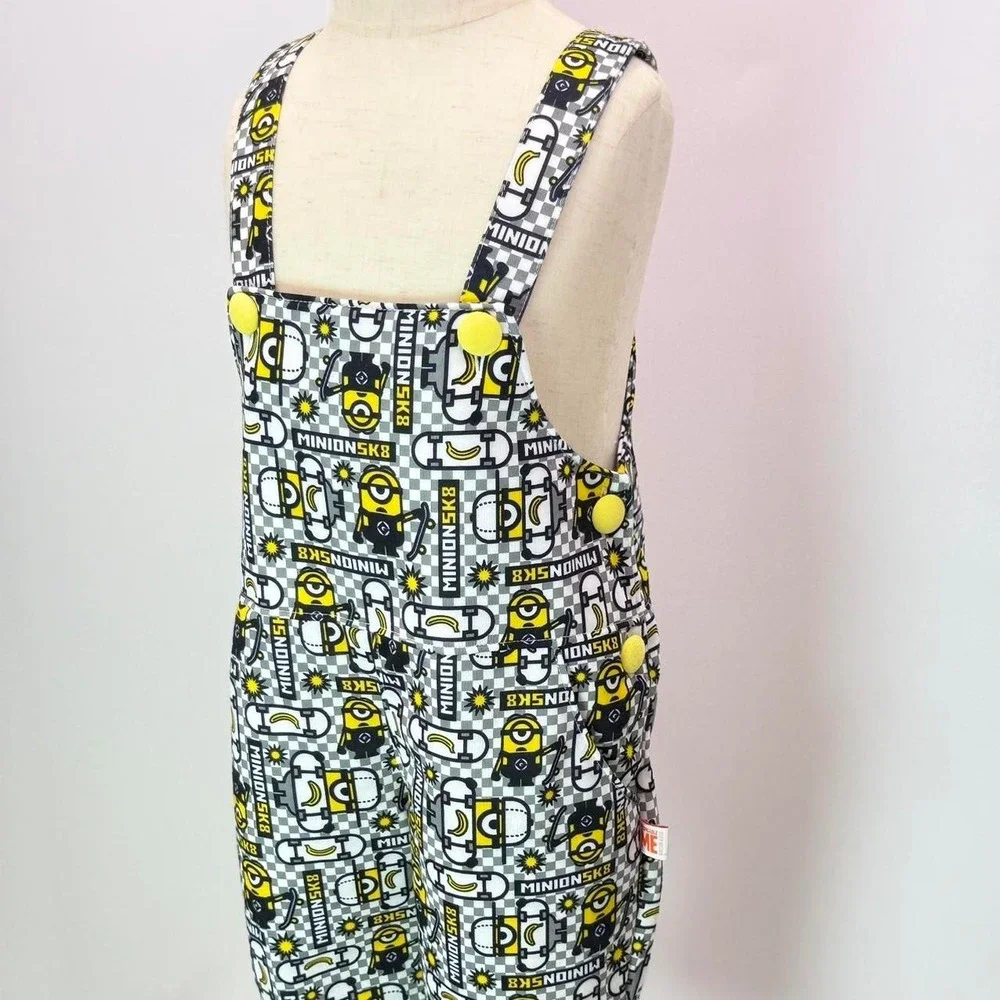 Despicable Me Minions Skateboard Print Kids Short Overalls Size 4Y Multicolor
